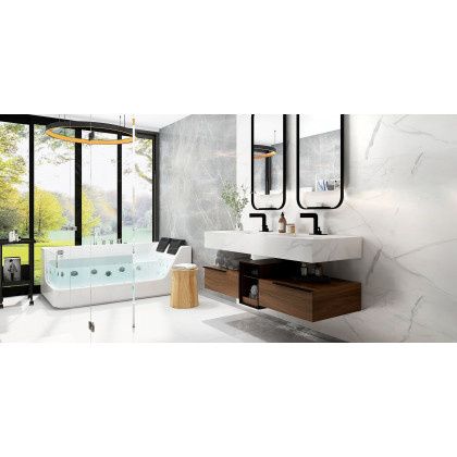 HMR Waterfall Single Handle Bathroom Sink Faucet with Escutcheon - Matte Black