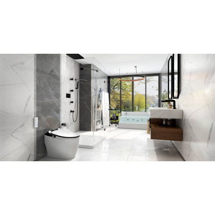 HMR Waterfall Single Handle Bathroom Sink Faucet with Escutcheon - Matte Black