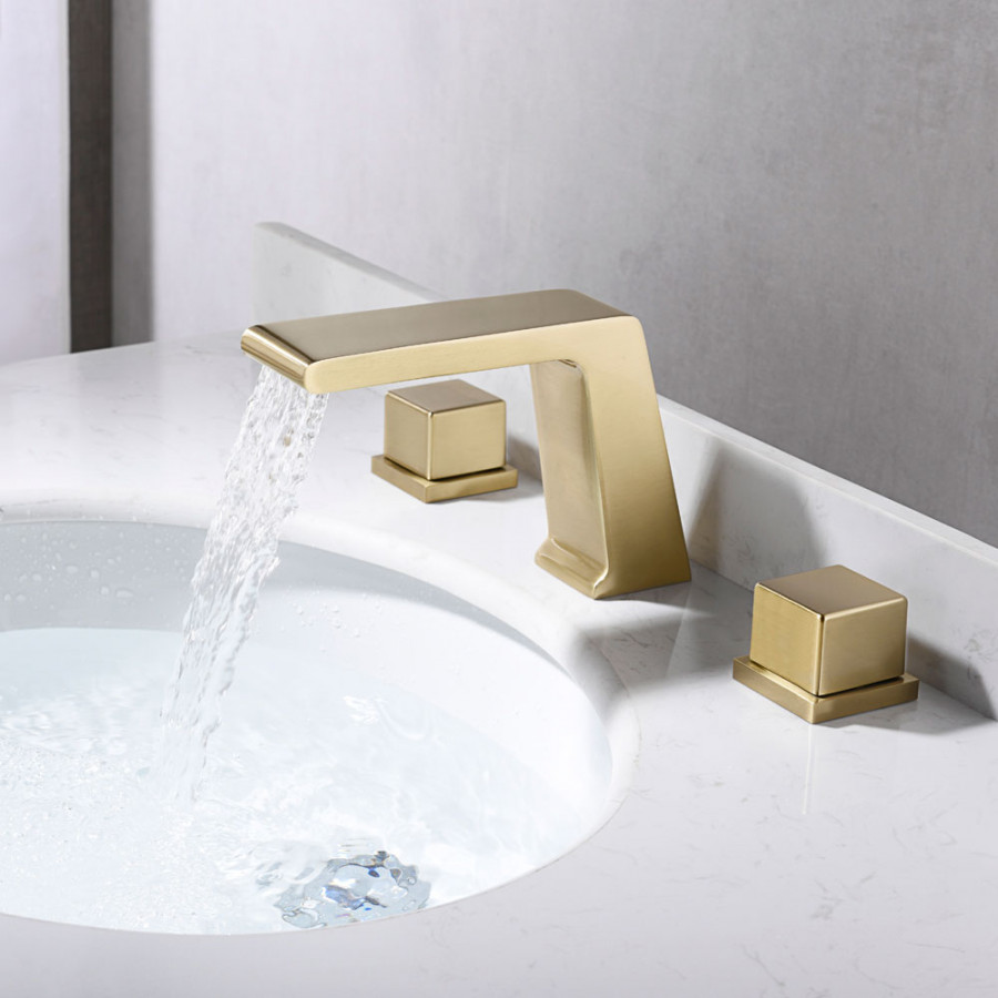 HMR - Rosa Waterfall Sink Faucet in Brass, Gold