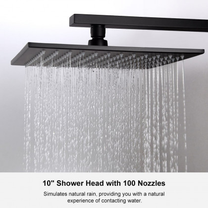 HMR - Black Thermostatic Shower System with 4 Body Jets and Hand Shower in Shower Head 12"