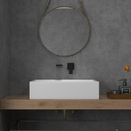 HMR - Wall Mounted Bathroom Sink Faucet Single Handle in Matte Black