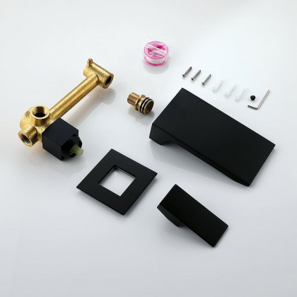 HMR - Wall Mounted Bathroom Sink Faucet Single Handle in Matte Black