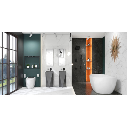 HMR - Wall Mounted Bathroom Sink Faucet Single Handle in Matte Black