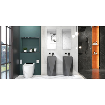 HMR - Wall Mounted Bathroom Sink Faucet Single Handle in Matte Black
