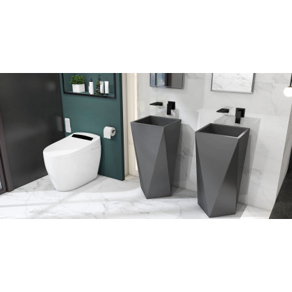 HMR - Wall Mounted Bathroom Sink Faucet Single Handle in Matte Black