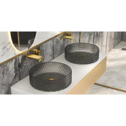 HMR - Waterfall Wall Mounted Sink Faucet Single Handle in Brushed Gold