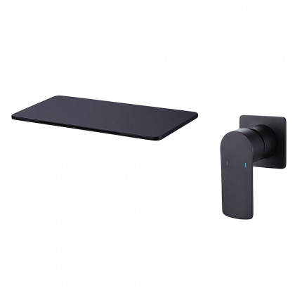 HMR - Single Handle Wall Mount Bathroom Sink Faucet Solid Brass in Black