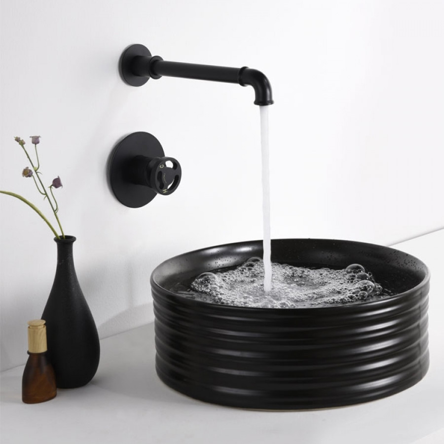 HMR - Ruth Wall Mounted Sink Faucet Single Handle in Matte Black