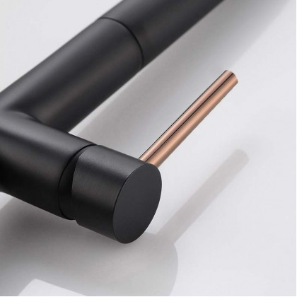 HMR Pull Down Standard Kitchen Faucet with Double Function Handle - Black/Rose Gold