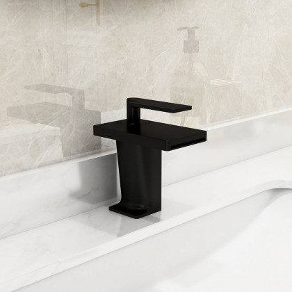 HMR - Single Handle Bathroom Faucet Solid Brass in Matte Black