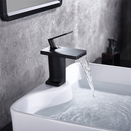 HMR - Single Handle Bathroom Faucet Solid Brass in Matte Black