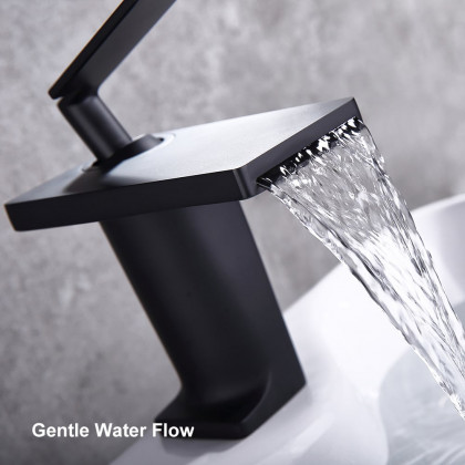 HMR - Single Handle Bathroom Faucet Solid Brass in Matte Black