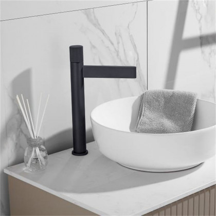 HMR - Single Handle Bathroom Vessel Sink Faucet Solid Brass in Black