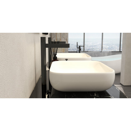 HMR - Single Handle Bathroom Vessel Sink Faucet Solid Brass in Black