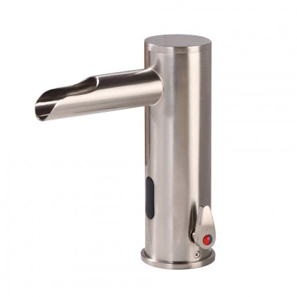 HMR - Spout Touchless Automatic Sensor Hot and Cold Sink Faucet in 7.36"H, Brass