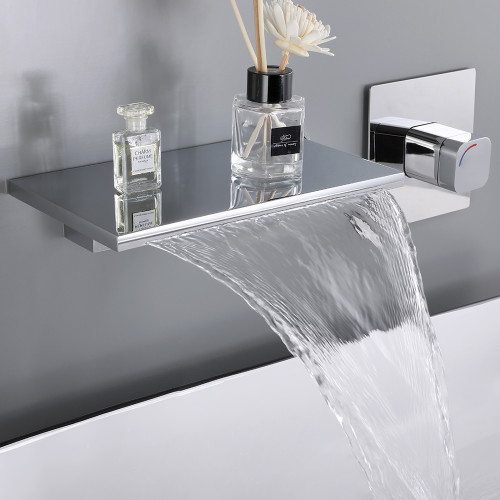 HMR Waterfall Wall Mount Single Handle Bathroom Sink Faucet - Chrome