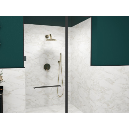 HMR - 10" Wall Mounted Rain Shower System with Handheld Shower Solid Brass in Brushed Gold