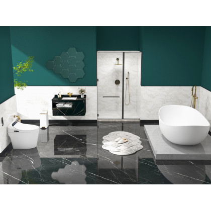 HMR - 10" Wall Mounted Rain Shower System with Handheld Shower Solid Brass in Brushed Gold