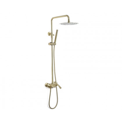 HMR - Exposed Rainfall Shower Fixture with Handshower and Tub Filler in Brushed Gold