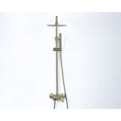 HMR - Exposed Rainfall Shower Fixture with Handshower and Tub Filler in Brushed Gold