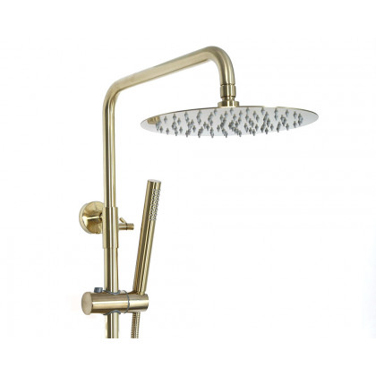 HMR - Exposed Rainfall Shower Fixture with Handshower and Tub Filler in Brushed Gold