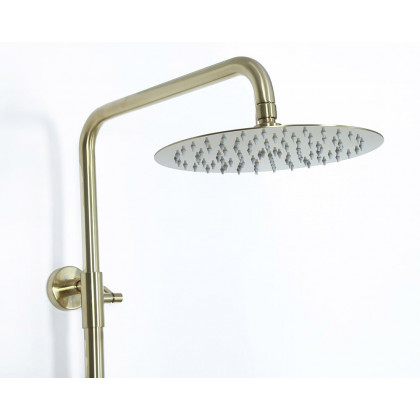 HMR - Exposed Rainfall Shower Fixture with Handshower and Tub Filler in Brushed Gold