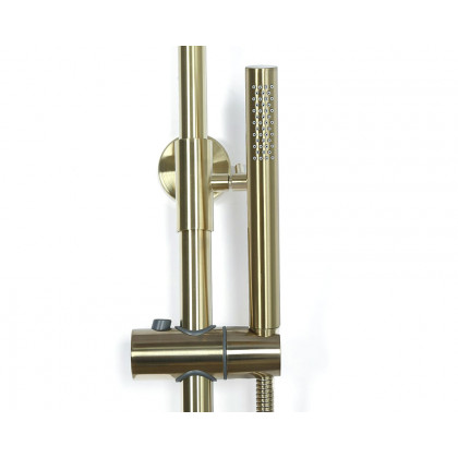 HMR - Exposed Rainfall Shower Fixture with Handshower and Tub Filler in Brushed Gold