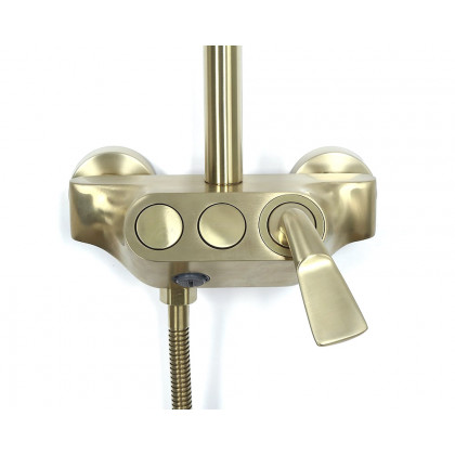 HMR - Exposed Rainfall Shower Fixture with Handshower and Tub Filler in Brushed Gold