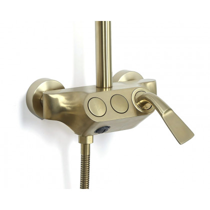 HMR - Exposed Rainfall Shower Fixture with Handshower and Tub Filler in Brushed Gold