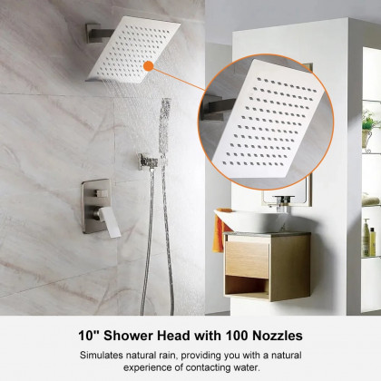 HMR Wall Mount Rainshower Hand Shower & Tub Spout Shower System - Brushed Nickel