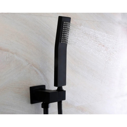 HMR Wall Mount Rainshower Hand Shower & Tub Spout Shower System - Matte Black