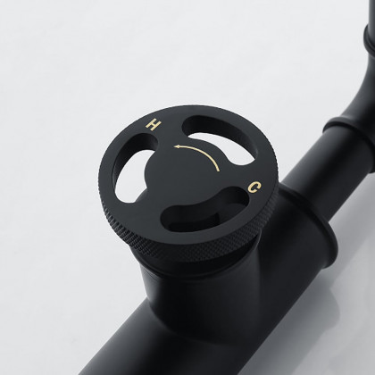 HMR - Ruth Pipe 1-Hole Sink Faucet with Single Handle in Black, Brass