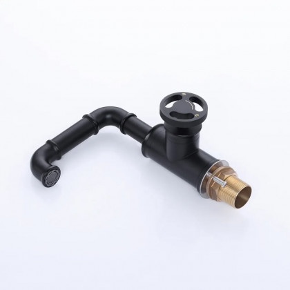 HMR - Ruth Pipe 1-Hole Sink Faucet with Single Handle in Black, Brass