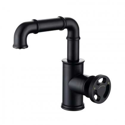 HMR - Ruth Pipe 1-Hole Sink Faucet with Single Handle in Black, Brass