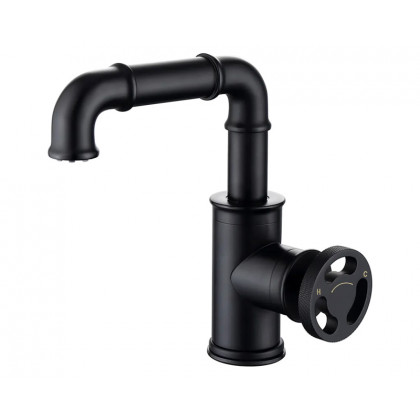 HMR - Ruth Pipe 1-Hole Sink Faucet with Single Handle in Black, Brass