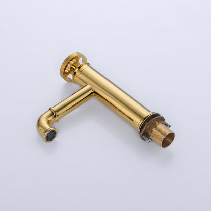 HMR - Single Hole Bathroom Sink Faucet Single Handle Solid Brass in Gold