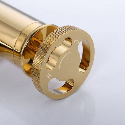 HMR - Single Hole Bathroom Sink Faucet Single Handle Solid Brass in Gold