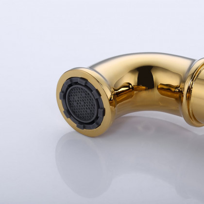 HMR - Single Hole Bathroom Sink Faucet Single Handle Solid Brass in Gold