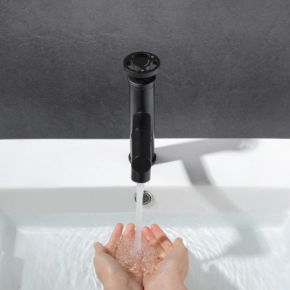 HMR - Ruth Industrial 1-Hole Brass Pull Out Bathroom Sink Faucet in Matte Black