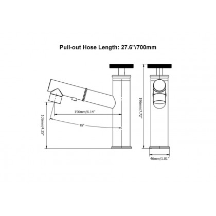 HMR - Ruth Industrial 1-Hole Brass Pull Out Bathroom Sink Faucet in Matte Black