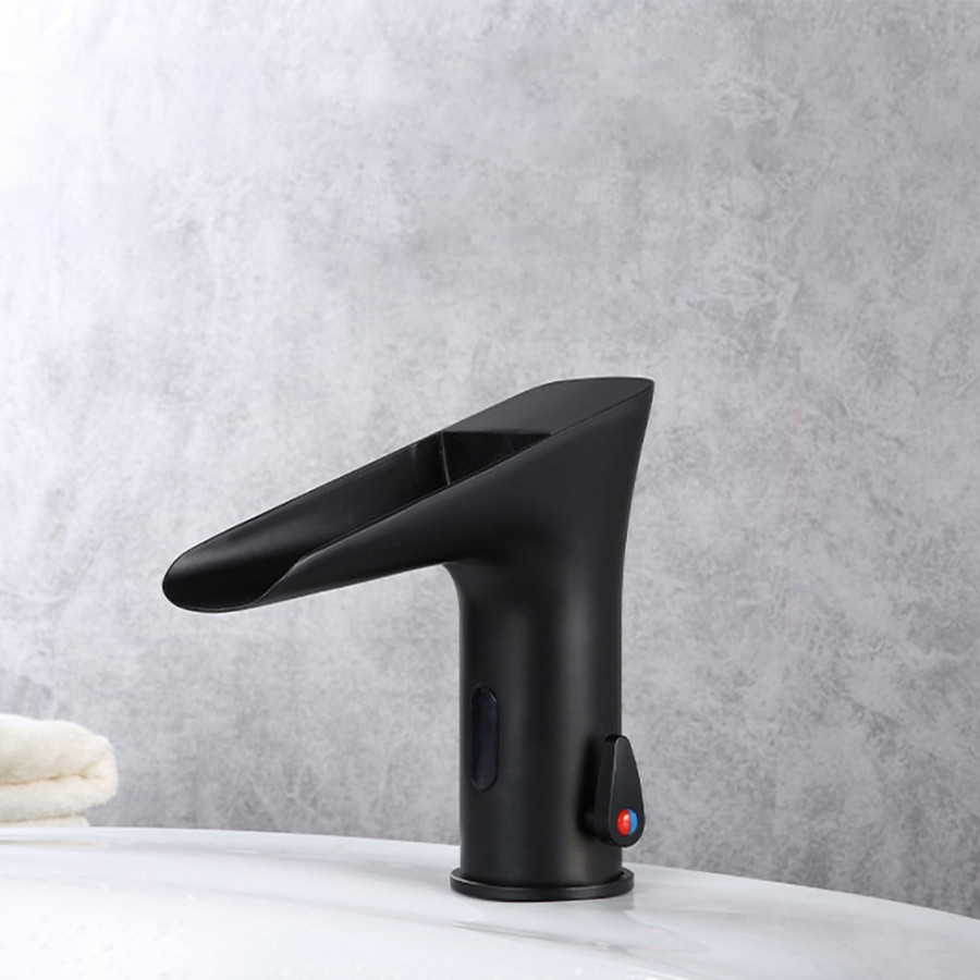 HMR - Single Hole Touchless Electronic Bathroom Sink Faucet in Matte Black