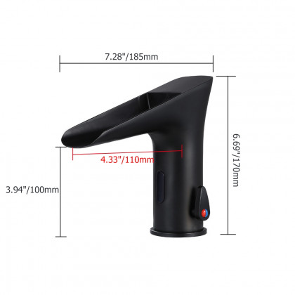 HMR - Single Hole Touchless Electronic Bathroom Sink Faucet in Matte Black