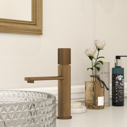 HMR - Single Hole Bathroom Sink Faucet Solid Brass in Antique Brass