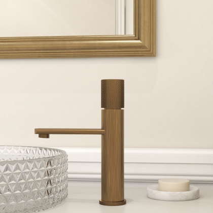 HMR - Single Hole Bathroom Sink Faucet Solid Brass in Antique Brass