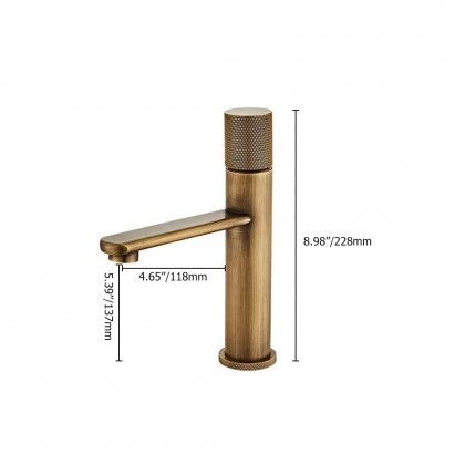 HMR - Single Hole Bathroom Sink Faucet Solid Brass in Antique Brass