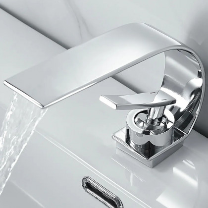 HMR - Single Handle Waterfall Arc Bathroom Sink Faucet