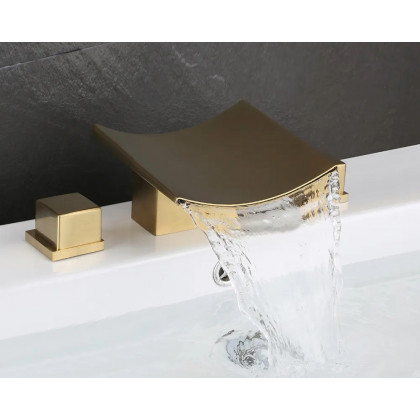 HMR - Grop Series Waterfall Widespread Bathroom Sink Faucet Double Handle