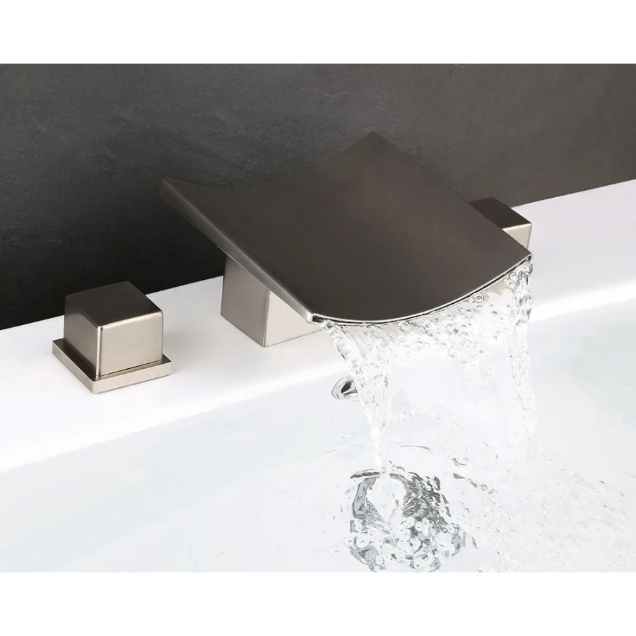 HMR - Grop Series Waterfall Widespread Bathroom Sink Faucet Double Handle