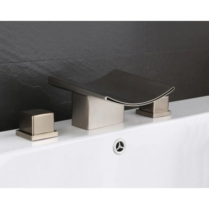 HMR - Grop Series Waterfall Widespread Bathroom Sink Faucet Double Handle