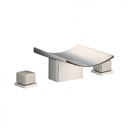 HMR Grop Series Waterfall Widespread Bathroom Sink Faucet Double Handle - Brushed Nickel